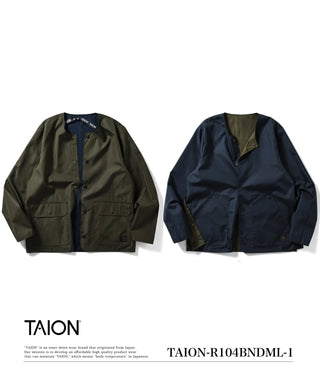 ノンダウン ミリタリー リバーシブル クルーネック カーディガン<TAION-R104BNDML-1>