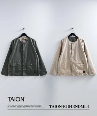 ノンダウン ミリタリー リバーシブル クルーネック カーディガン<TAION-R104BNDML-1>