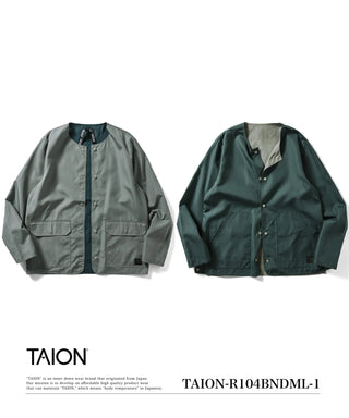 ノンダウン ミリタリー リバーシブル クルーネック カーディガン<TAION-R104BNDML-1>
