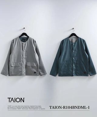 ノンダウン ミリタリー リバーシブル クルーネック カーディガン<TAION-R104BNDML-1>