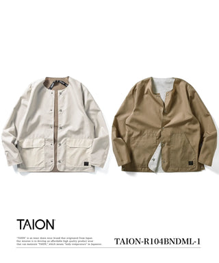 ノンダウン ミリタリー リバーシブル クルーネック カーディガン<TAION-R104BNDML-1>