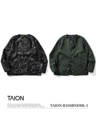 ノンダウン ミリタリー リバーシブル クルーネック カーディガン<TAION-R104BNDML-1>