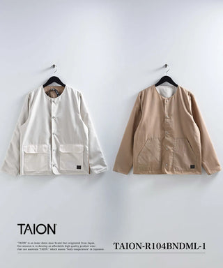ノンダウン ミリタリー リバーシブル クルーネック カーディガン<TAION-R104BNDML-1>
