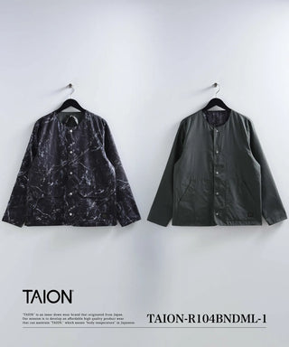 ノンダウン ミリタリー リバーシブル クルーネック カーディガン<TAION-R104BNDML-1>