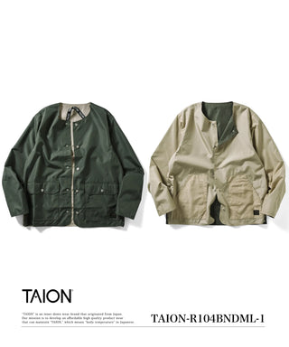 ノンダウン ミリタリー リバーシブル クルーネック カーディガン<TAION-R104BNDML-1>