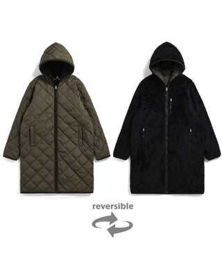 TAION シティ リバーシブル パイピングフード ダウン×ボア コート シティ リバーシブル パイピングフード ダウン×ボア コート