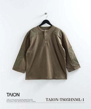 ノンダウン ミリタリー ヘンリーネック コマンドパッチ 七分袖 Tシャツ <TAION-TS05HNML-1>