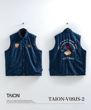 ジャパンスペシャル リバーシブル ベトジャン刺繍 ダウンベスト <TAION-V09JS-2>
