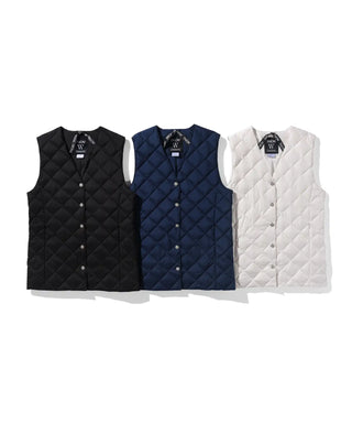 ダブルライン Vネックセミロングダウンベスト<TAION-W001FE-SL>