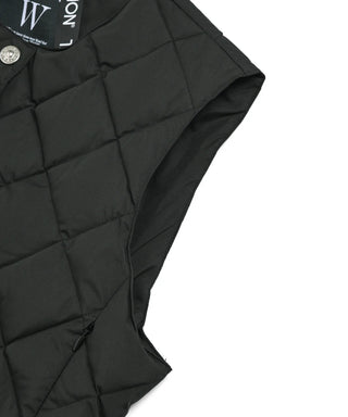 ダブルライン クルーネックボタン ショートダウンベスト<TAION-W004FE>