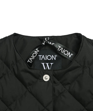 ダブルライン クルーネックボタン ショートダウンベスト<TAION-W004FE>