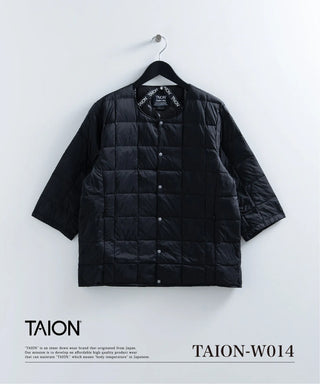 ベーシック クルーネック七分袖 ダウンジャケット<TAION-W014>