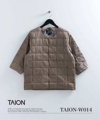 ベーシック クルーネック七分袖 ダウンジャケット<TAION-W014>