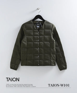 ベーシック Vネックボタン インナーダウンジャケット<TAION-W101>