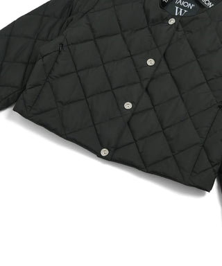 ダブルライン クルーネックボタン ショートダウンジャケット<TAION-W104FE>