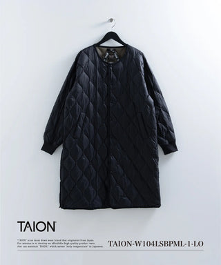 ミリタリー オーバーサイズクルーネック ダウンコート-ソフトシェル<TAION-W104LSBPML-1LO>