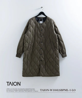 ミリタリー オーバーサイズクルーネック ダウンコート-ソフトシェル<TAION-W104LSBPML-1LO>