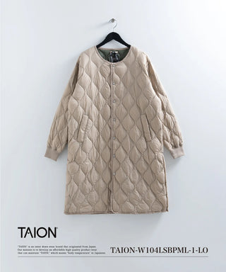 ミリタリー オーバーサイズクルーネック ダウンコート-ソフトシェル<TAION-W104LSBPML-1LO>