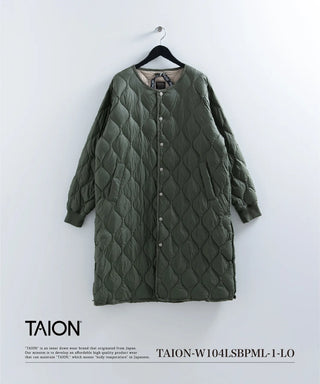 ミリタリー オーバーサイズクルーネック ダウンコート-ソフトシェル<TAION-W104LSBPML-1LO>