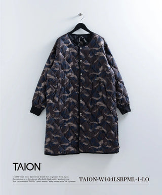 ミリタリー オーバーサイズクルーネック ダウンコート-ソフトシェル<TAION-W104LSBPML-1LO>