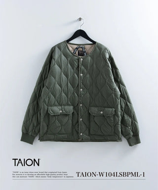 ミリタリー オーバーサイズクルーネック ダウンジャケット-ソフト