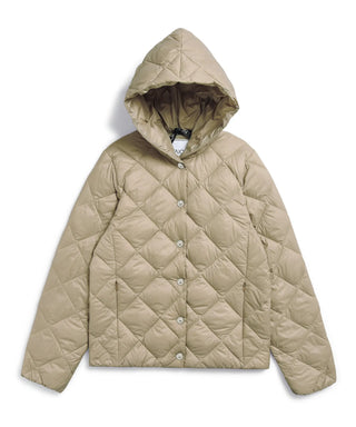 【美品】TAION シティ ライン フードダウンジャケット グレーベージュ シティ フード ダウンジャケット – TAIONインナーダウン公式