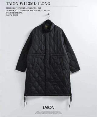 ミリタリー フライフロント ダウンコート<TAION-W113ML-1LONG>