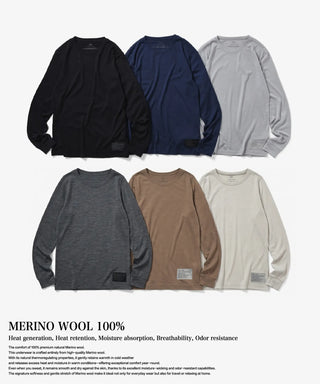 メリノウール アンダーウェア ロングスリーブ Tシャツ<TAION-U03MWMT>